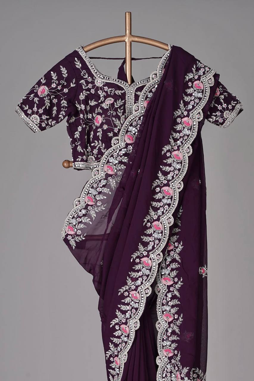 BT 1182 Georgette Embroidery Heavy Wedding Sarees Catalog